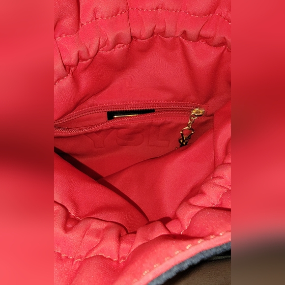 VTG Yves Saint Laurent YSL Reversible Nylon Drawstring Backpack w/COA - Picture 2 of 11